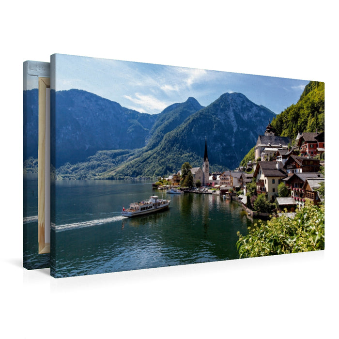 Premium Textil-Leinwand Schiffahrt auf dem Hallstätter See