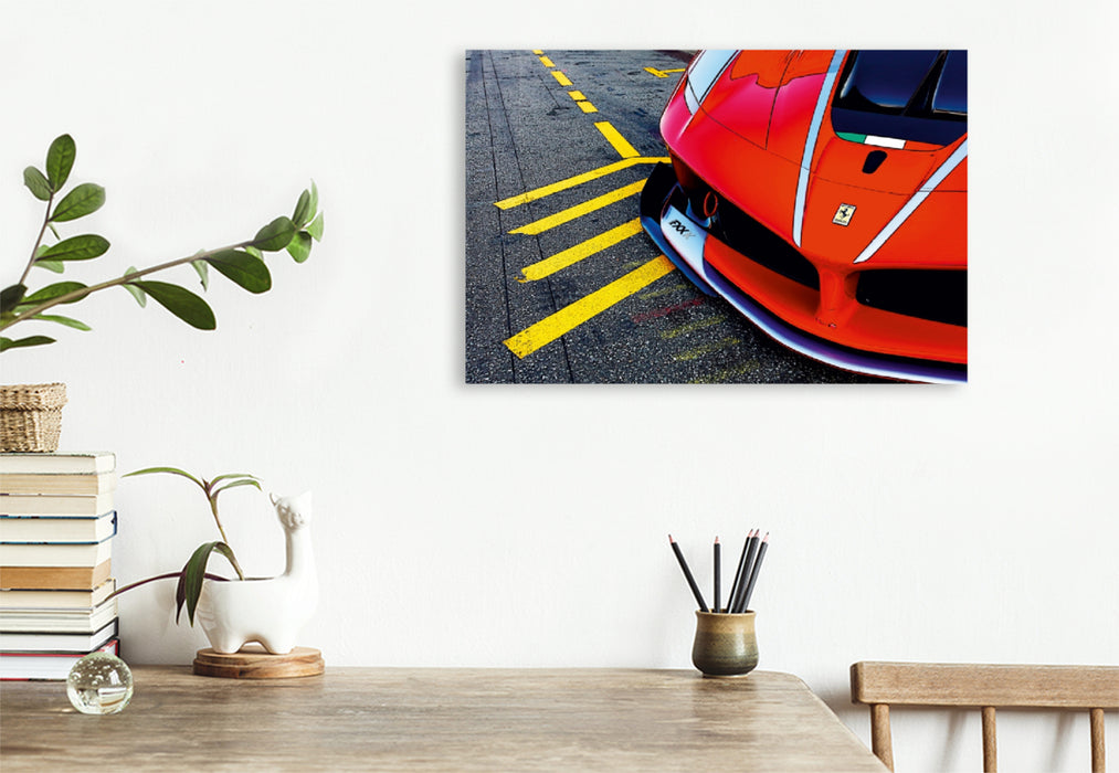 Toile textile premium Toile textile premium 120 cm x 80 cm paysage Ferrari Fxx sur le circuit 