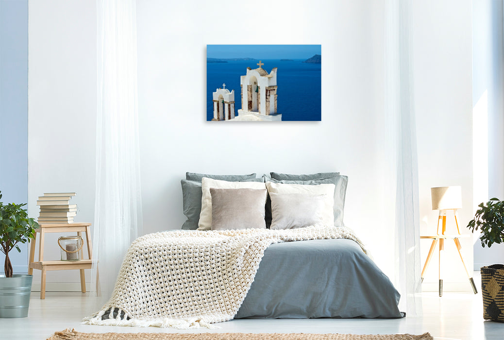 Premium Textil-Leinwand Premium Textil-Leinwand 120 cm x 80 cm quer Ein Bild aus dem Kalender Santorin Perle der griechischen Inseln
