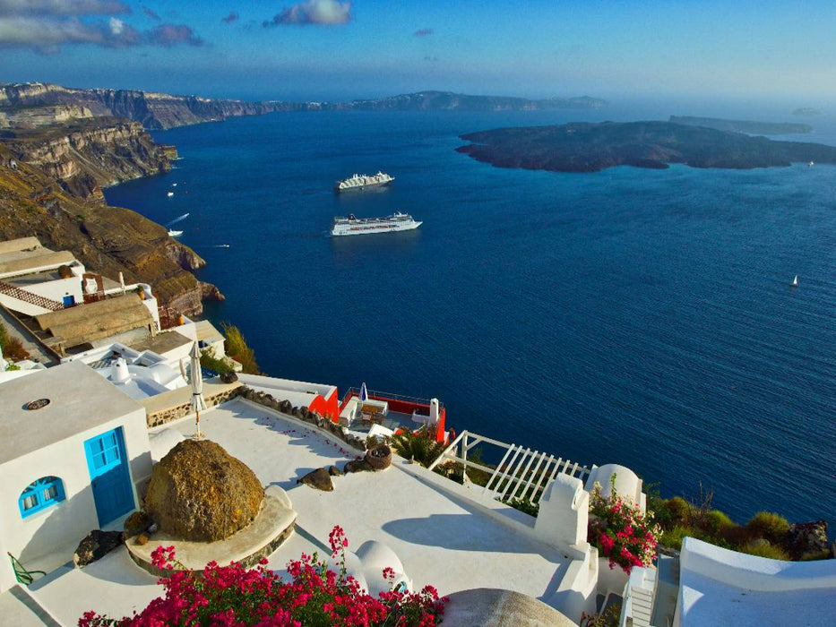 Traumschiffe vor der Trauminsel Santorin - CALVENDO Foto-Puzzle'