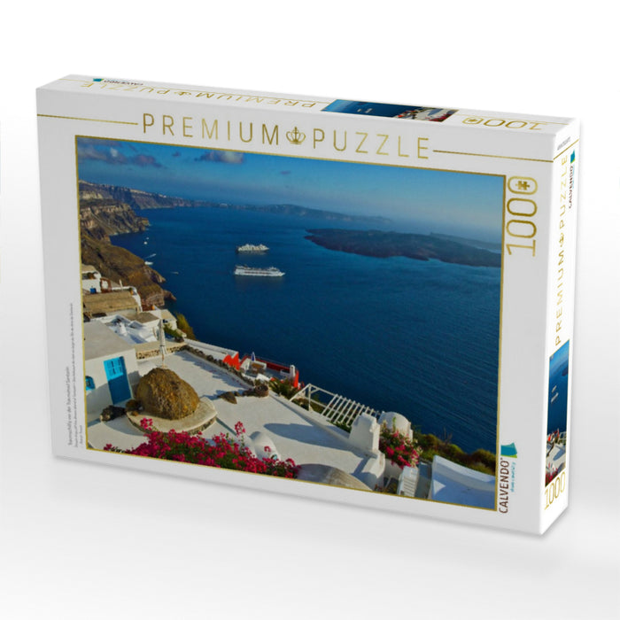 Traumschiffe vor der Trauminsel Santorin - CALVENDO Foto-Puzzle'