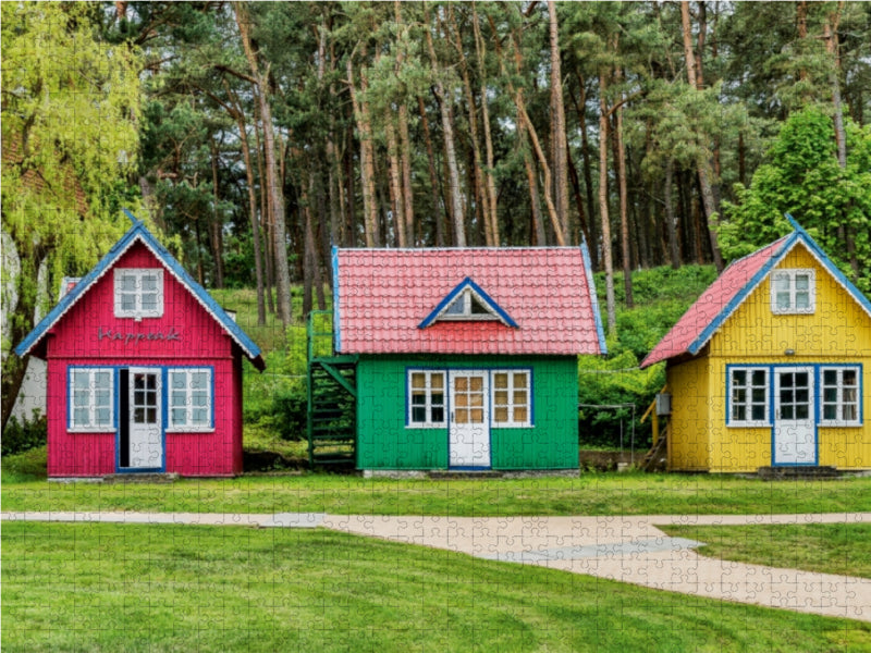 Maisons en bois colorées du centre ville - Puzzle photo CALVENDO 
