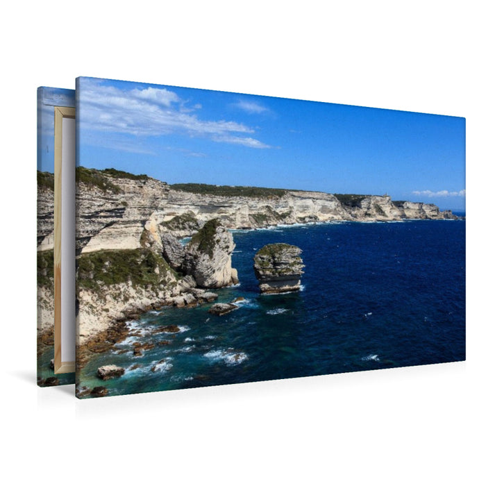 Premium Textil-Leinwand Steilküste bei Bonifacio
