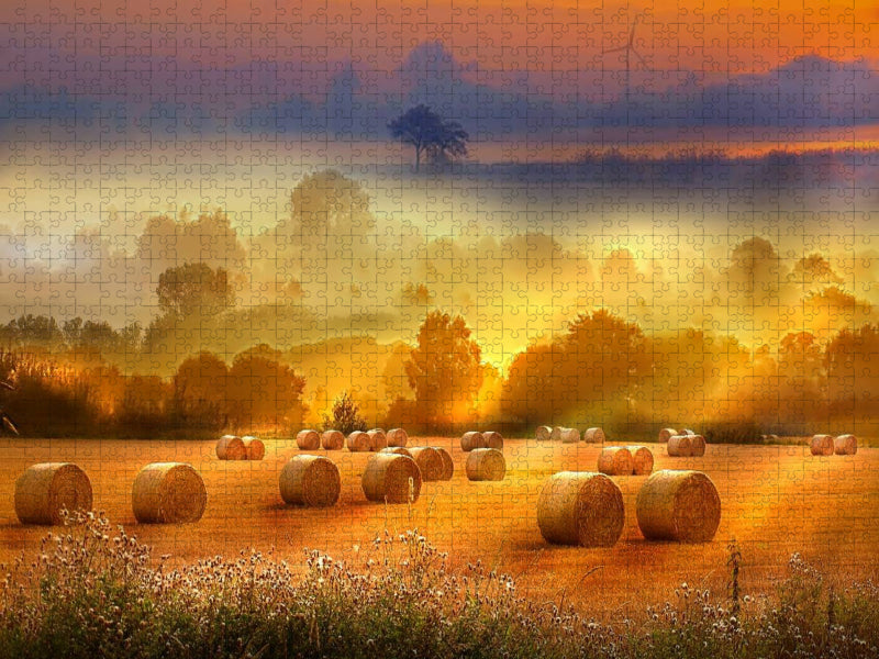 Strohballen auf dem Feld - CALVENDO Foto-Puzzle'