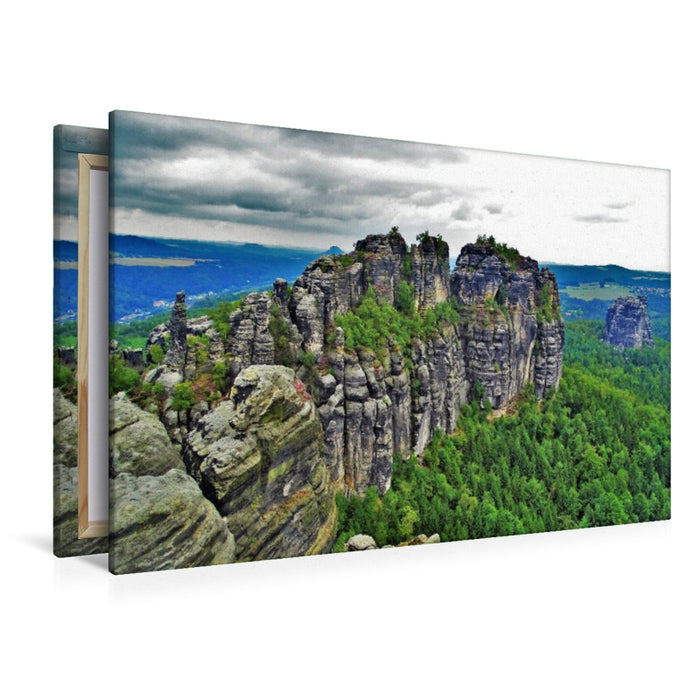 Premium Textil-Leinwand Auf den Schrammsteinen