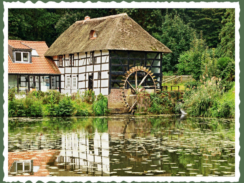 Ölmühle Tüschenbroich in Wegberg-Tüschenbroich, aus dem 17. Jahrhundert, heute ein Atelier - CALVENDO Foto-Puzzle'