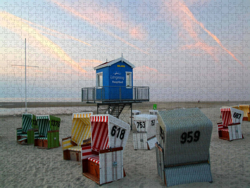 Dämmerung am Hauptbad Langeoog - CALVENDO Foto-Puzzle'