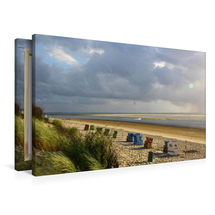 Premium Textil-Leinwand Kitestrand auf Langeoog