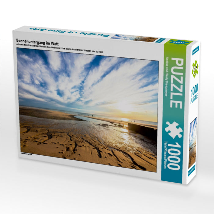 Sonnenuntergang im Watt 1000 Teile Puzzle quer - CALVENDO Foto-Puzzle'