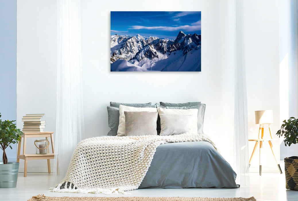 Premium Textil-Leinwand Premium Textil-Leinwand 120 cm x 80 cm quer Blick vom Aiguille du Midi