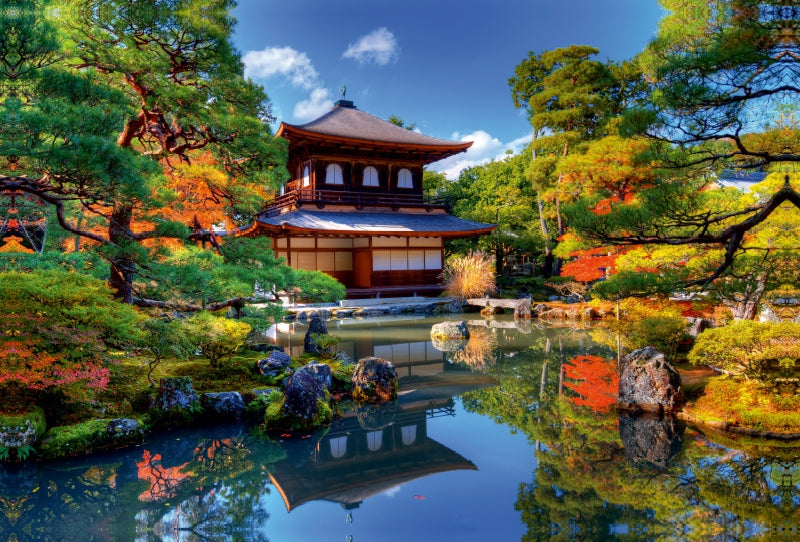 Premium Textil-Leinwand Premium Textil-Leinwand 120 cm x 80 cm quer Ginkaku-ji Temple in Kyoto
