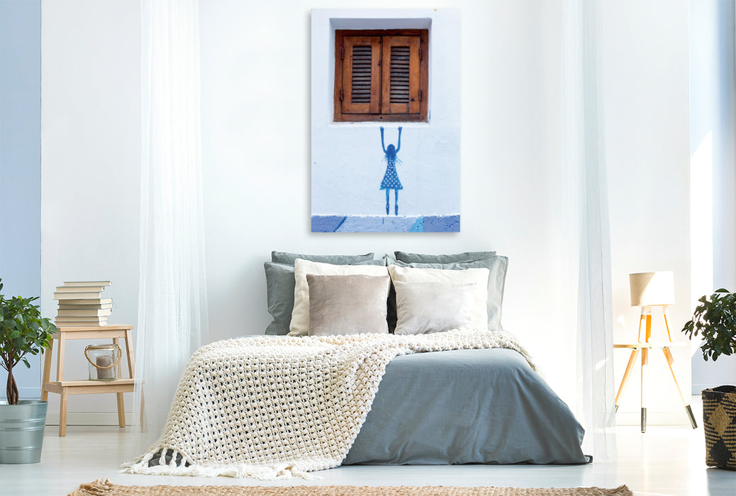 Toile textile premium Toile textile premium 80 cm x 120 cm de haut Un motif du Maroc Calendrier des fenêtres 