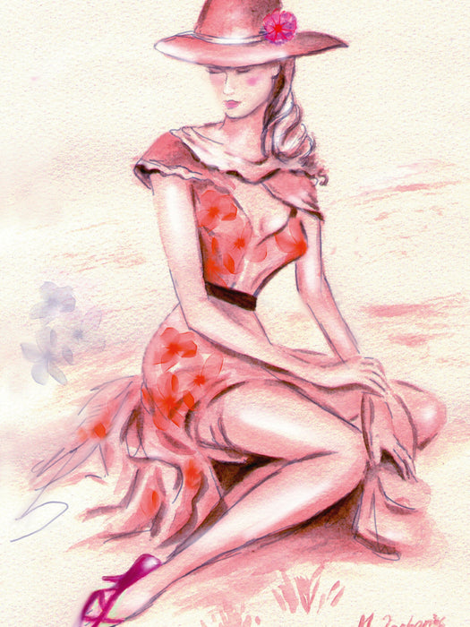 Träumende Lady mit Hut 1000 Teile Puzzle hoch - CALVENDO Foto-Puzzle'