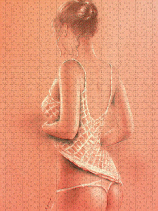 Schöne Verführung in Dessous 1000 Teile Puzzle hoch - CALVENDO Foto-Puzzle'