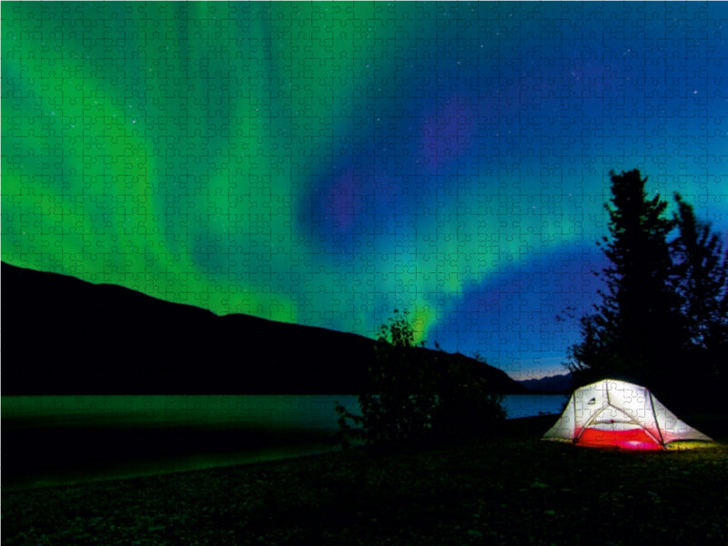 Nordlichter , Muncho Lake, British Columbia 1000 Teile Puzzle quer - CALVENDO Foto-Puzzle'