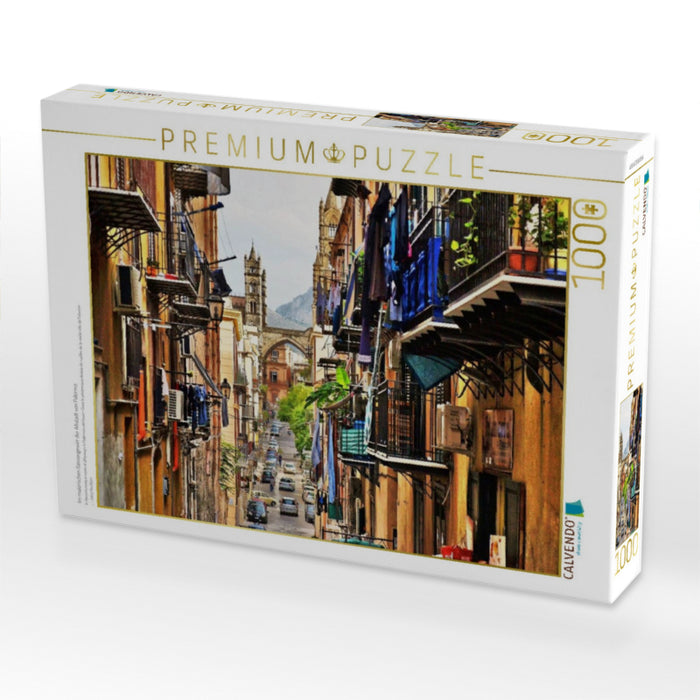 Im malerischen Gassengewirr der Altstadt von Palermo - CALVENDO Foto-Puzzle'