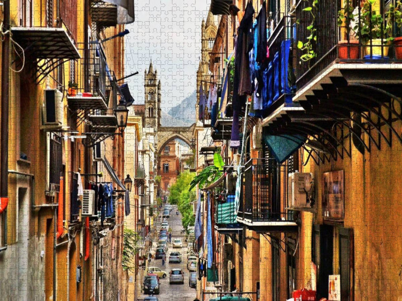 Im malerischen Gassengewirr der Altstadt von Palermo - CALVENDO Foto-Puzzle'