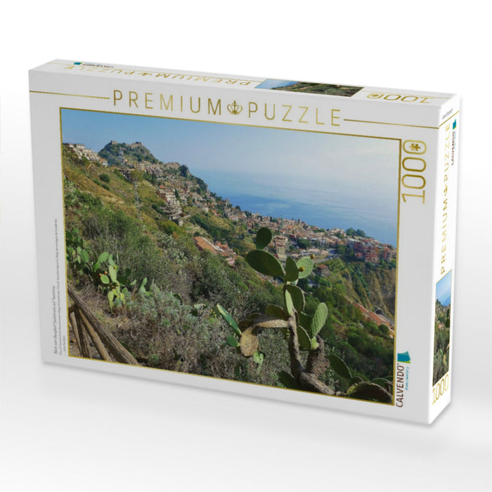 Blick vom Bergdorf Castelmola auf Taormina - CALVENDO Foto-Puzzle'
