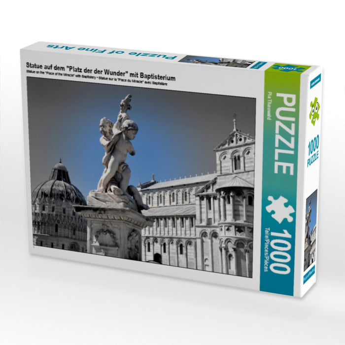 Statue auf dem "Platz der der Wunder" mit Baptisterium 1000 Teile Puzzle quer - CALVENDO Foto-Puzzle'