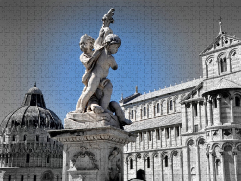 Statue auf dem "Platz der der Wunder" mit Baptisterium 1000 Teile Puzzle quer - CALVENDO Foto-Puzzle'