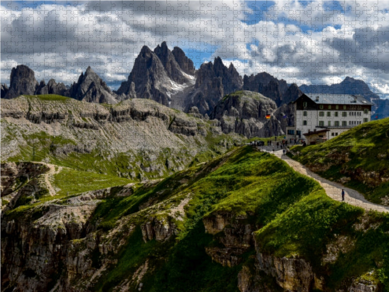 Auronzohütte vor Cadini-Gruppe 1000 Teile Puzzle quer - CALVENDO Foto-Puzzle'
