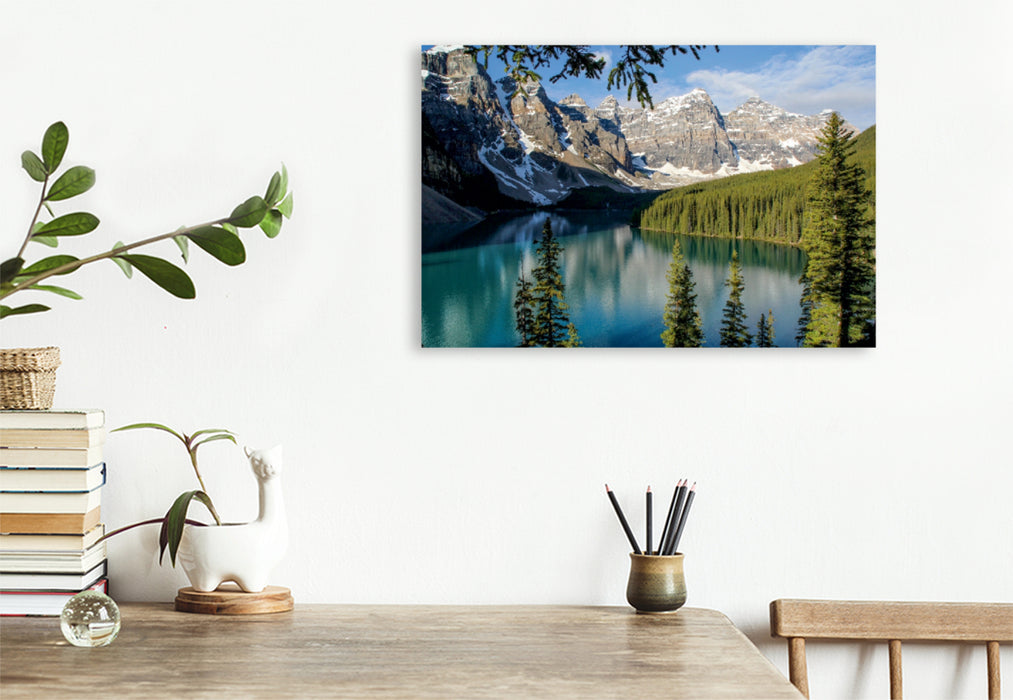 Premium Textil-Leinwand Premium Textil-Leinwand 120 cm x 80 cm quer Moraine Lake, Banff National Park, Canada