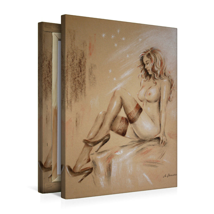 Premium Textil-Leinwand Premium Textil-Leinwand 50 cm x 75 cm hoch Sexy Frauenakt in High Heels
