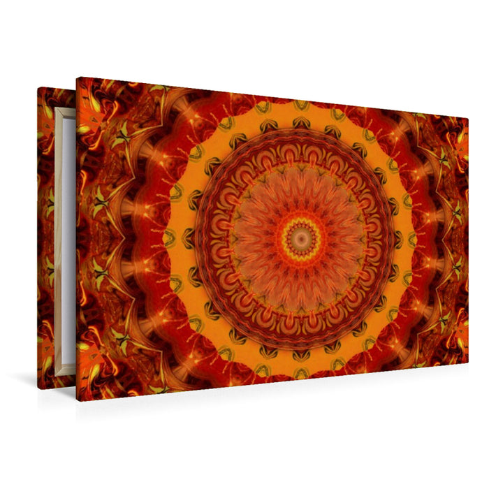 Premium Textil-Leinwand Mandala Buddhas Gold