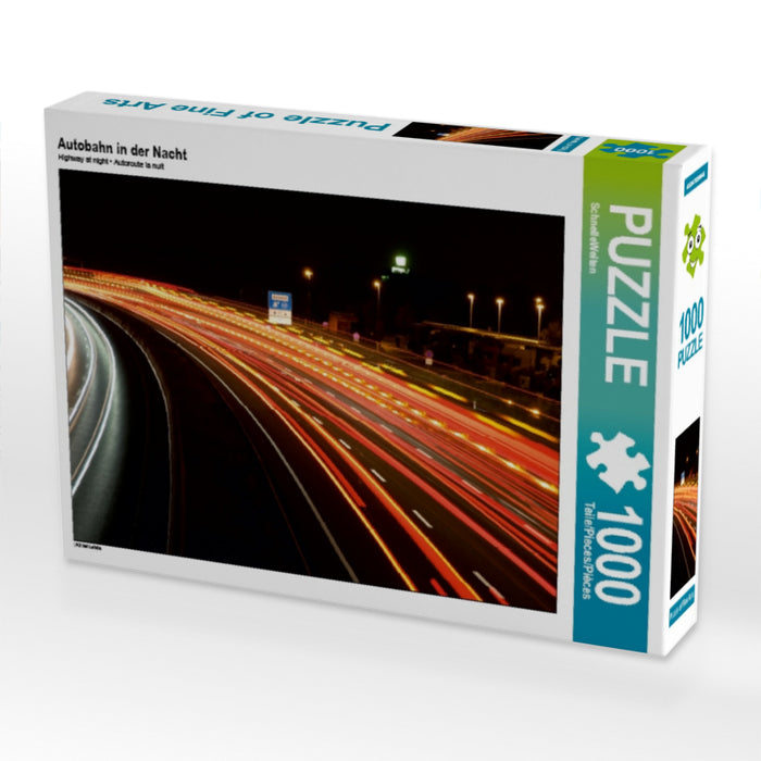 Autobahn in der Nacht 1000 Teile Puzzle quer - CALVENDO Foto-Puzzle'