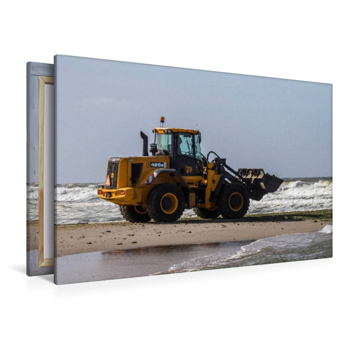 Premium Textil-Leinwand Bagger am Strand