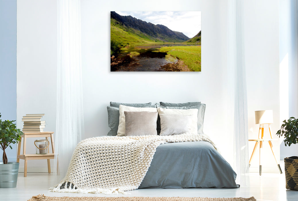 Toile textile haut de gamme Toile textile haut de gamme 120 cm x 80 cm paysage Aonach Eagach - Loch Achtriochtan 