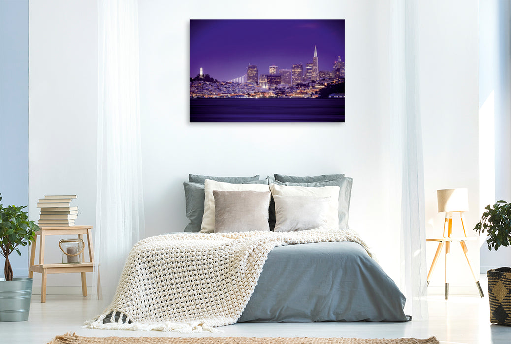 Premium Textil-Leinwand Premium Textil-Leinwand 120 cm x 80 cm quer Die Skyline von San Francisco