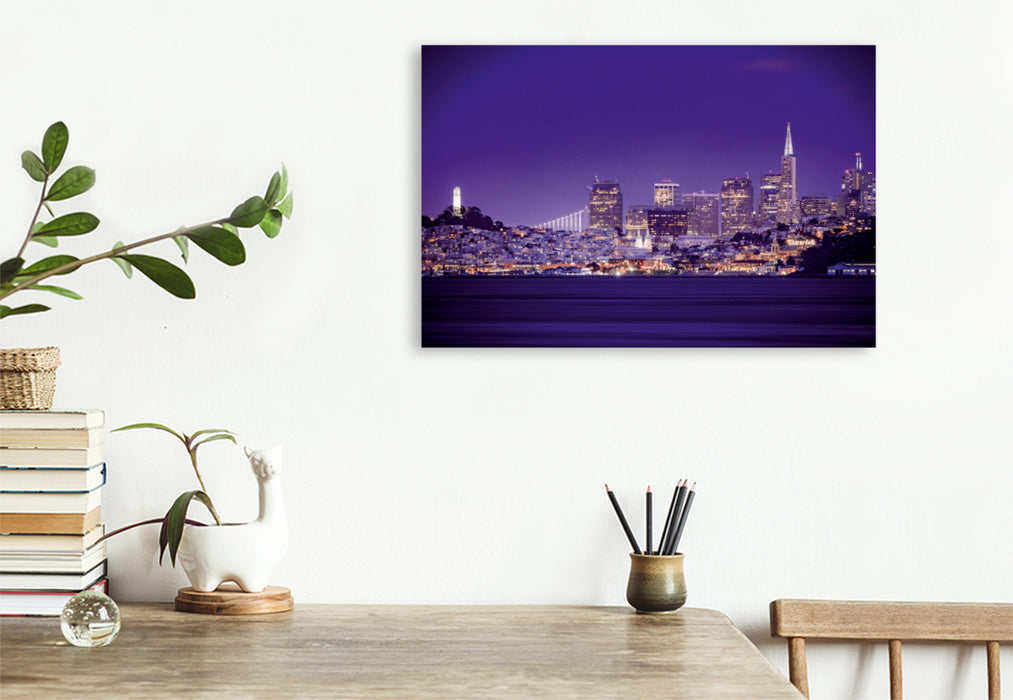 Toile textile premium Toile textile premium 120 cm x 80 cm paysage La skyline de San Francisco 