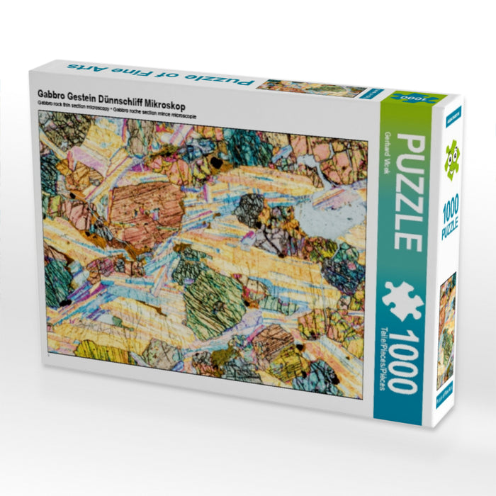 Gabbro Gestein Dünnschliff Mikroskop 1000 Teile Puzzle quer - CALVENDO Foto-Puzzle'