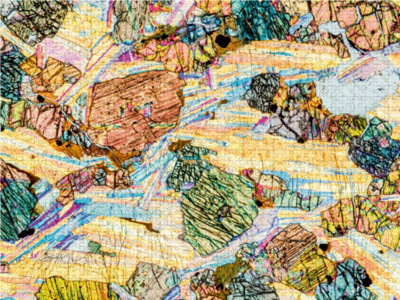 Gabbro Gestein Dünnschliff Mikroskop 1000 Teile Puzzle quer - CALVENDO Foto-Puzzle'