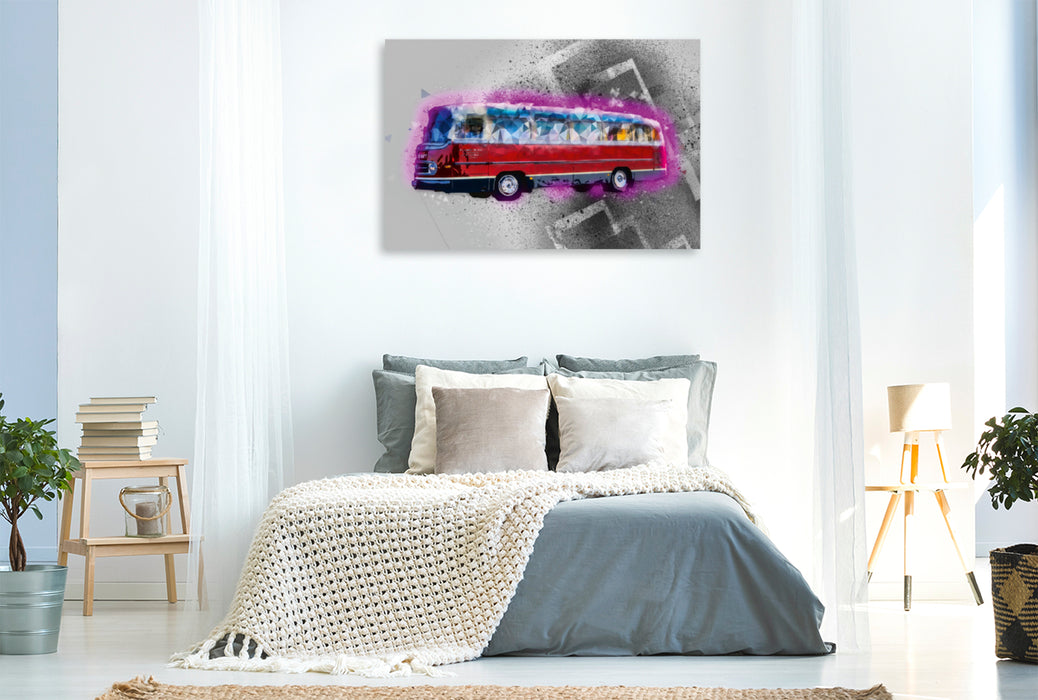 Premium Textil-Leinwand Premium Textil-Leinwand 120 cm x 80 cm quer Mercedes Benz Bus