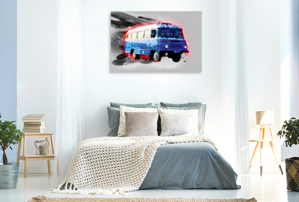 Toile textile premium Toile textile premium 120 cm x 80 cm paysage Robur Bus 