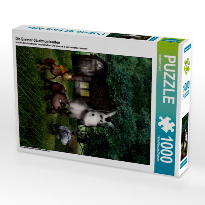 Die Bremer Stadtmusikanten 1000 Teile Puzzle hoch - CALVENDO Foto-Puzzle'