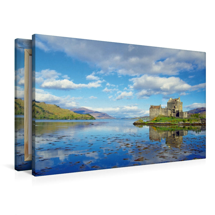 Premium Textil-Leinwand Das Eilean Donan Castle in Westschottland
