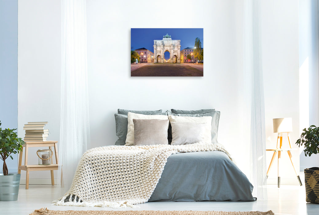 Premium textile canvas Premium textile canvas 120 cm x 80 cm landscape Siegestor in Munich 