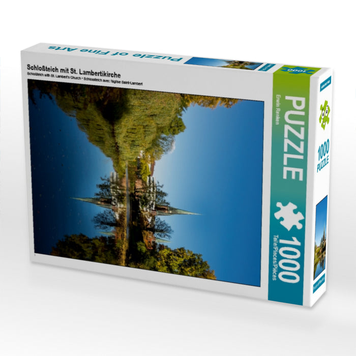 Schloßteich mit St. Lambertikirche 1000 Teile Puzzle hoch - CALVENDO Foto-Puzzle'