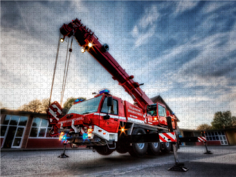 Feuerwehrkran  (FKW) 1000 Teile Puzzle quer - CALVENDO Foto-Puzzle'