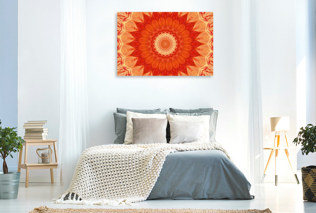 Premium Textil-Leinwand Premium Textil-Leinwand 120 cm x 80 cm quer Mandala Flower Power