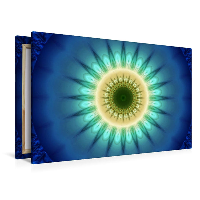 Premium Textil-Leinwand Mandala blaues Licht