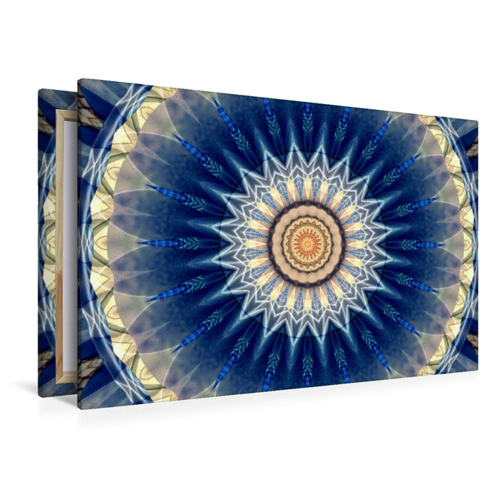 Premium Textil-Leinwand Mandala blau