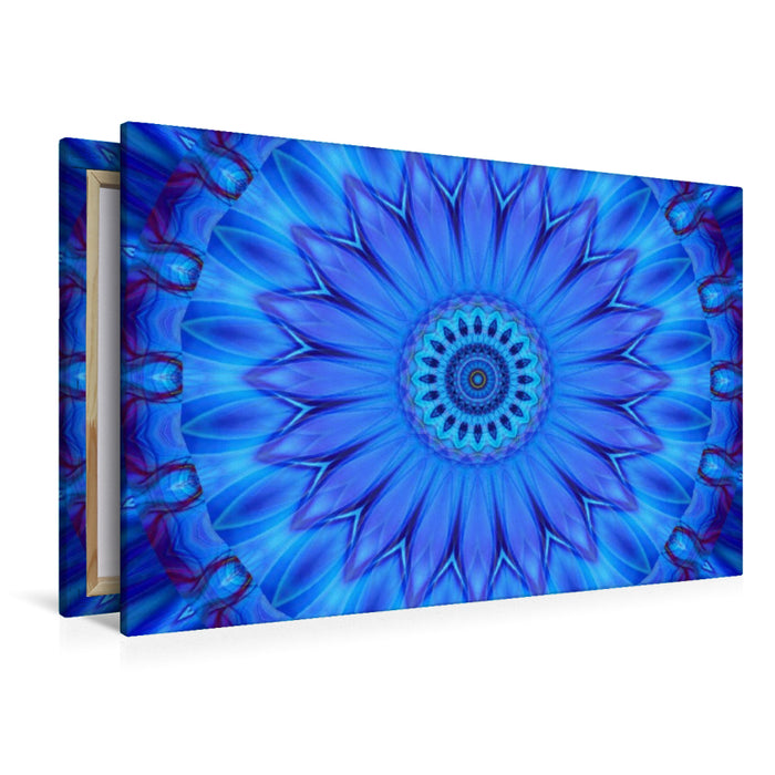 Premium Textil-Leinwand Mandala blaue Wasserblume