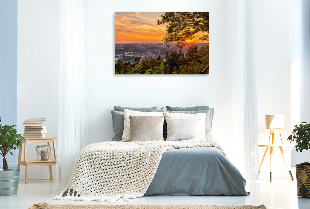 Toile textile haut de gamme Toile textile haut de gamme 120 cm x 80 cm paysage Coucher de soleil sur Marburg 