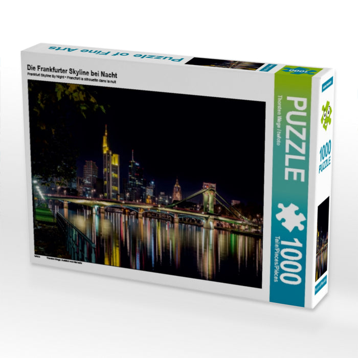 Die Frankfurter Skyline bei Nacht 1000 Teile Puzzle quer - CALVENDO Foto-Puzzle'