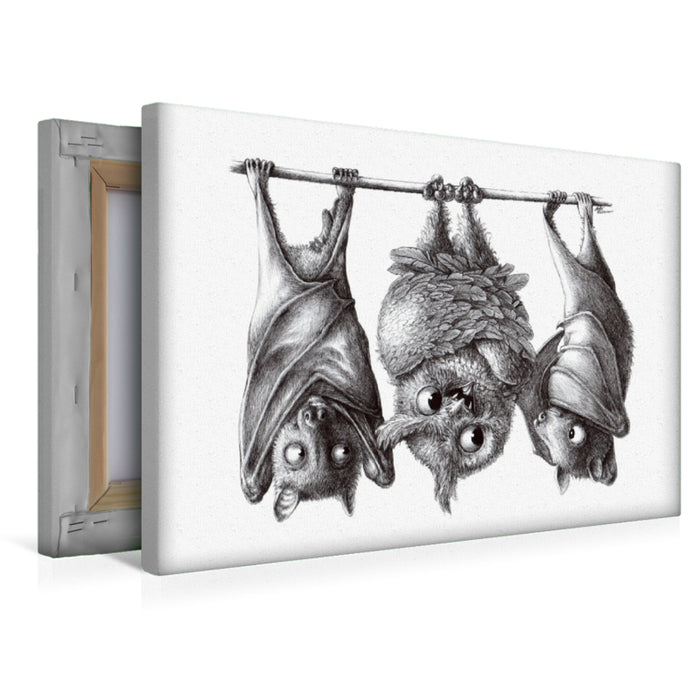 Premium Textil-Leinwand Vampireule und Fledermäuse