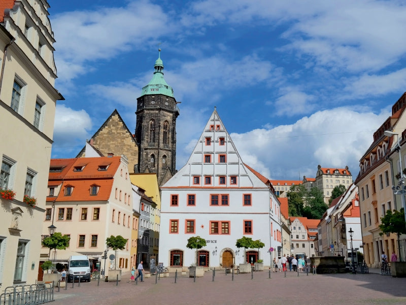 Marktplatz mit Canaletto-Blick, Altstadt, N50°57'44.2476", E13°56'28.734" 1000 Teile Puzzle quer - CALVENDO Foto-Puzzle'